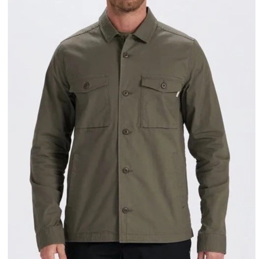 Vuori Men's Ripstop Utility Olive Green Button Down Shirt Jacket W/Pockets Large